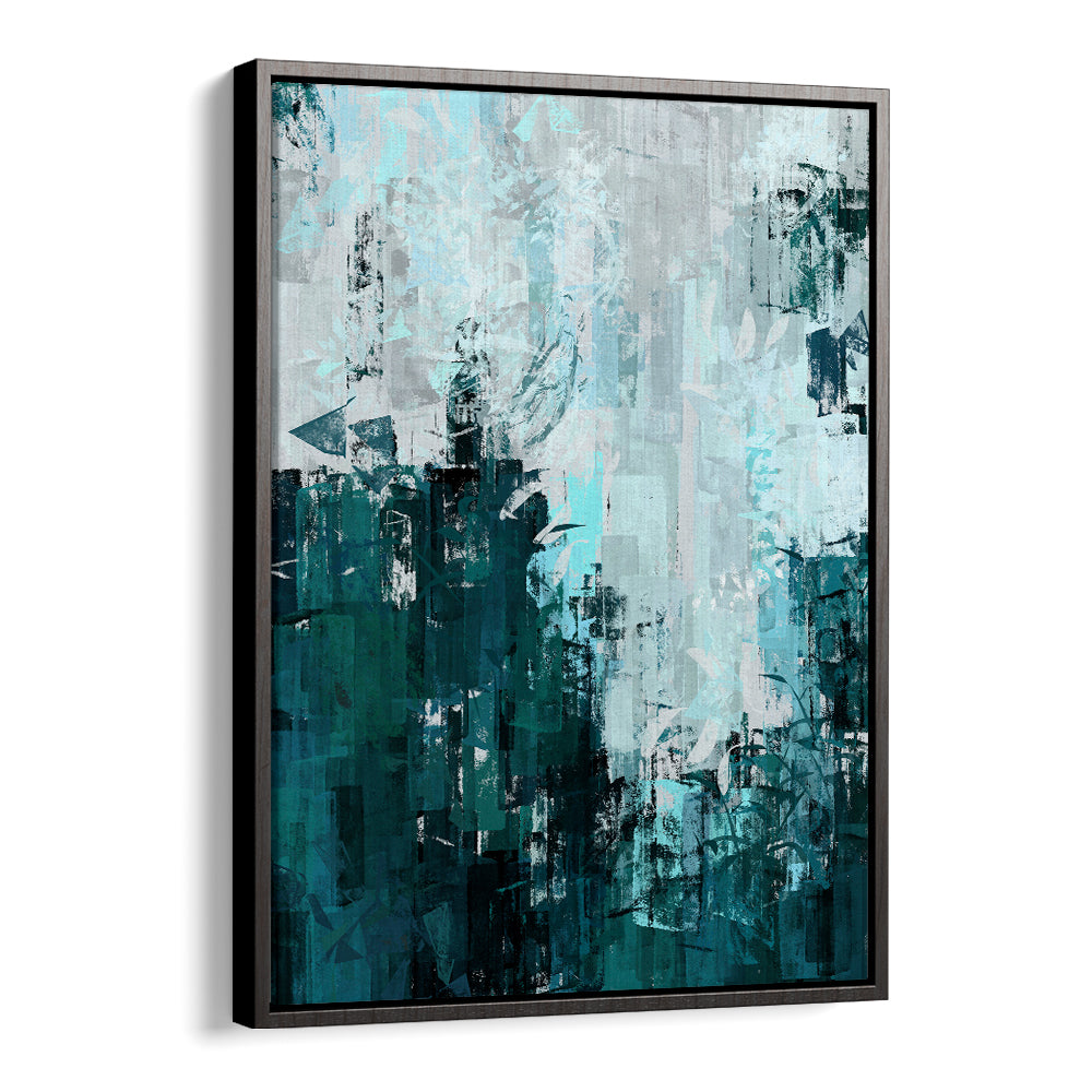 Stunning OCEAN, ABSTRACT PAINTINGS in deep turquoise and gray, perfect for transforming your living space.