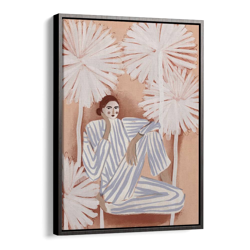 PEACEFUL WOMAN AMONG LEAVES