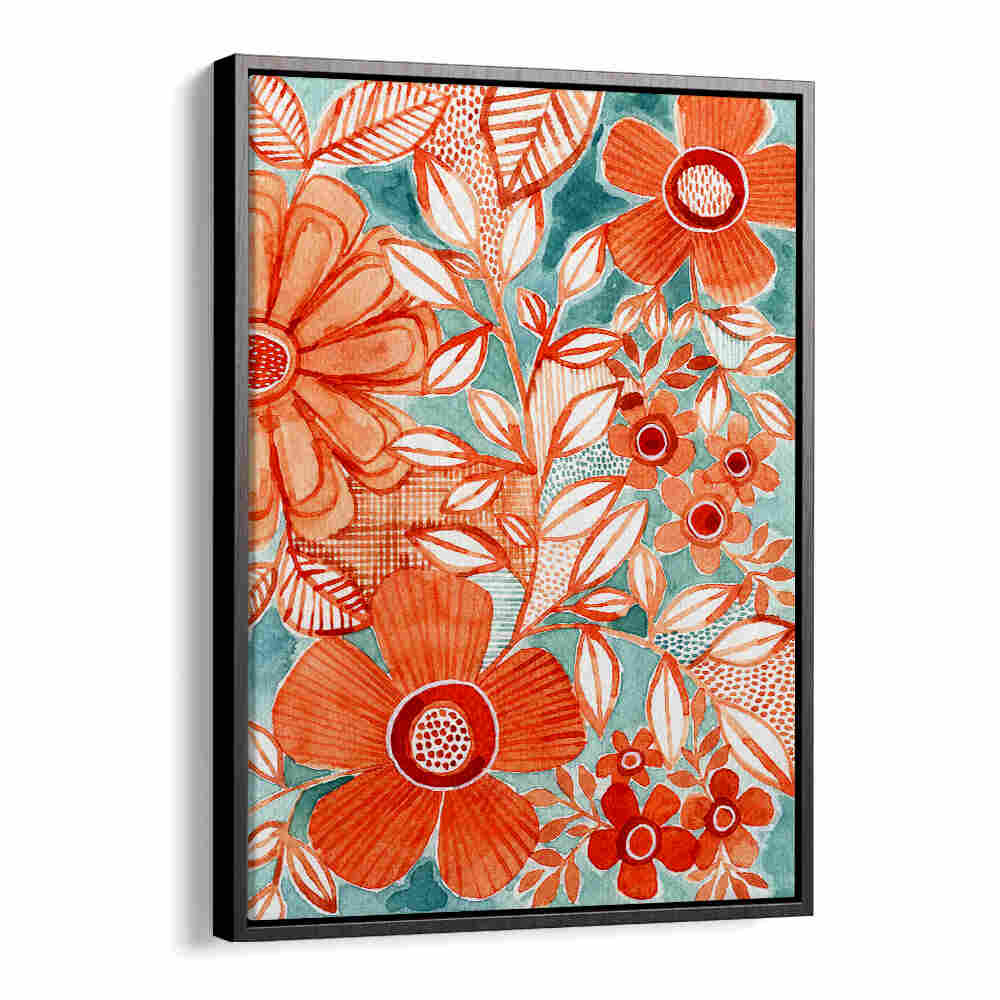 RED DAISIES WITH AQUA