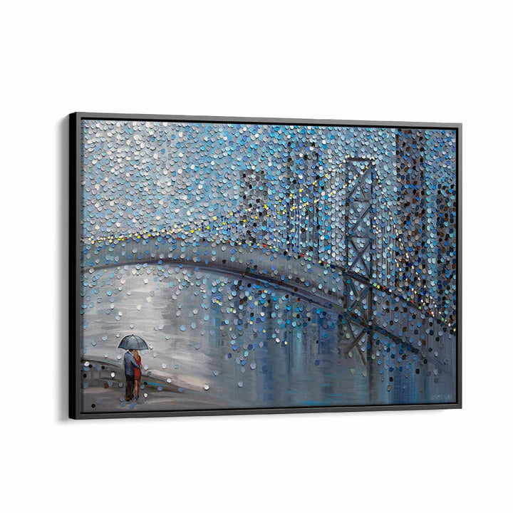 RAINY DATE WITH THE BRIDGE VIEW , MODERN IMPRESSIONISM PAINTINGS