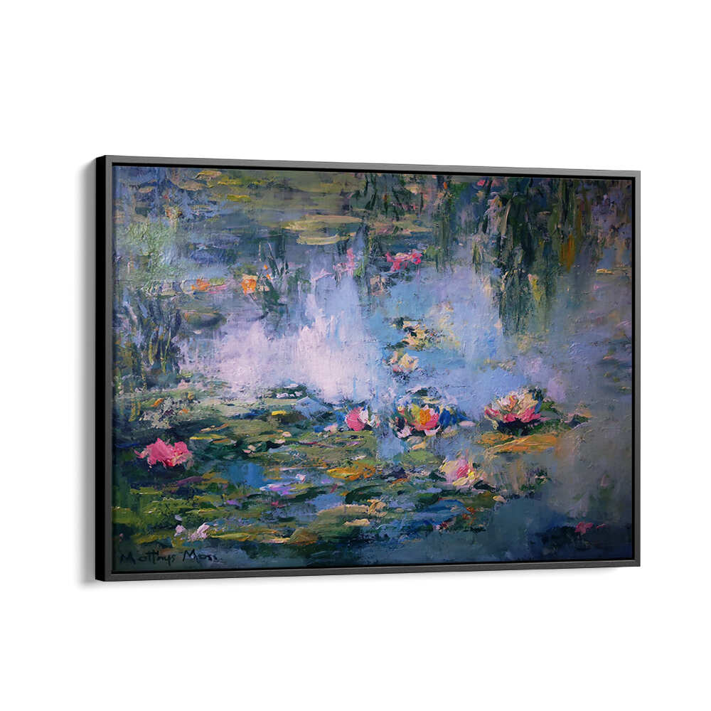 SERENE LILY POND , FLORAL FLOWER PAINTINGS