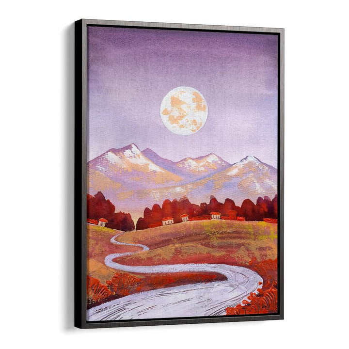 Enchanting FULL MOON PURPLE, LANDSCAPE PAINTINGS showcasing serene scenery under a mesmerizing moonlit sky.