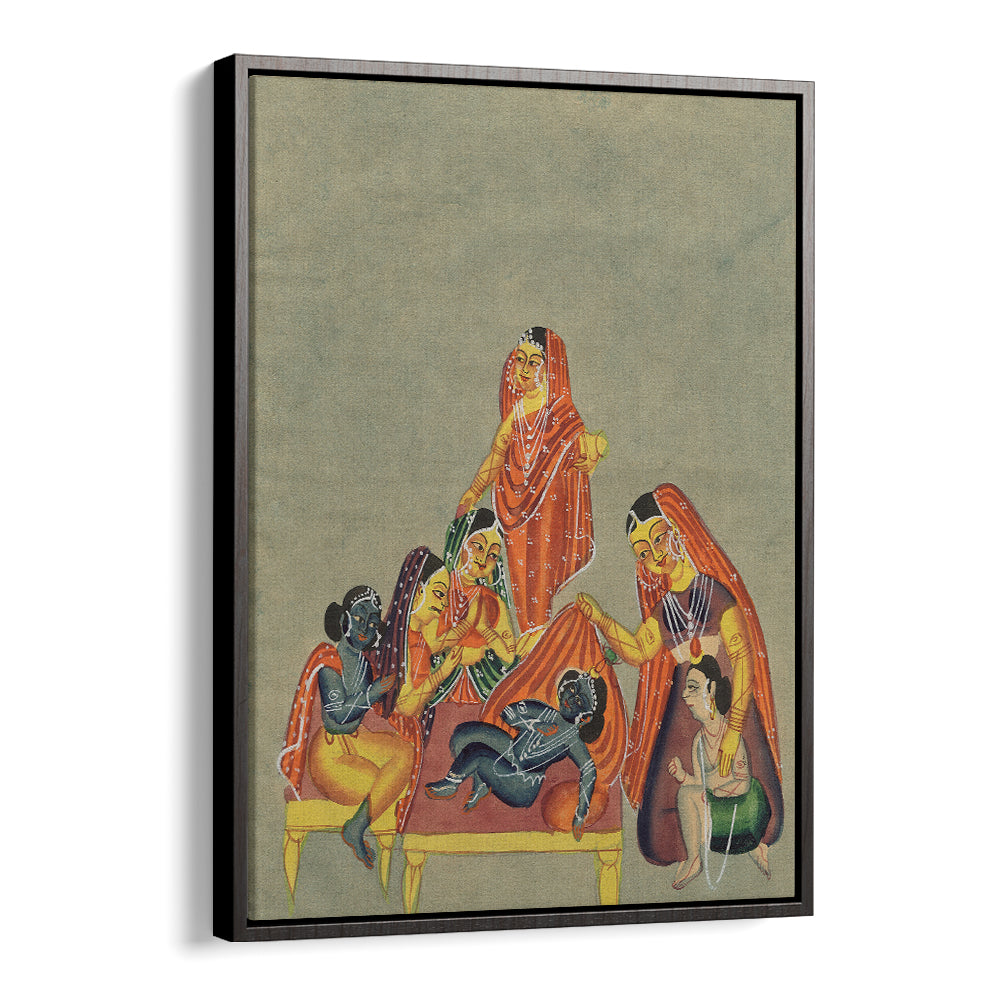 WORSHIP OF THE INFANT KRISHNA , INDIAN ART PAINTINGS