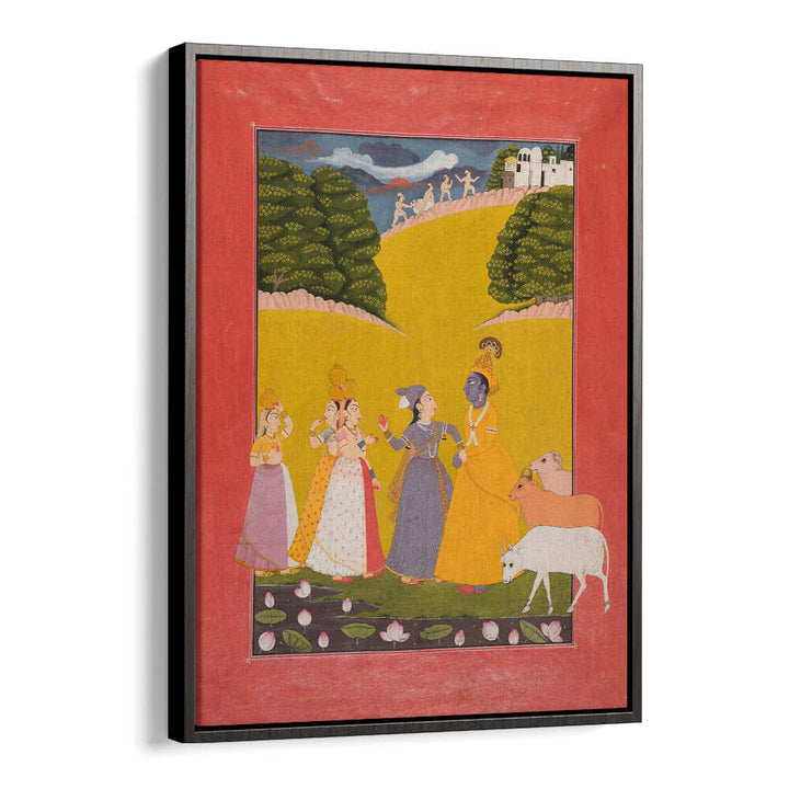 KRISHNA AMONG THE GOPIS , INDIAN ART PAINTINGS