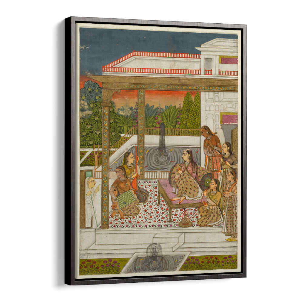 GARDEN COURT OF GENTLE CONVERSATIONS , INDIAN ART PAINTINGS