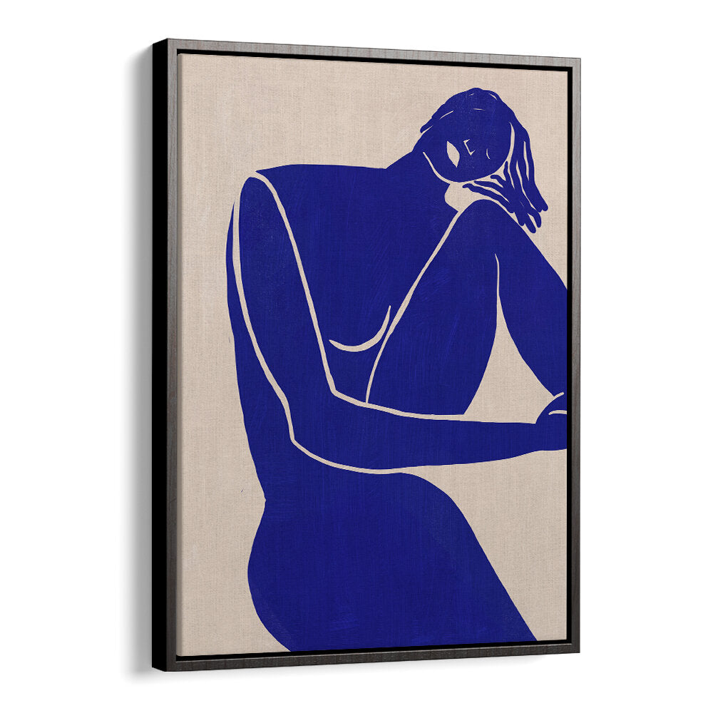 MINIMALIST BLUE SILHOUETTE FIGURE , PORTRAITS & FIGURATIVE ILLUSTRATIONS