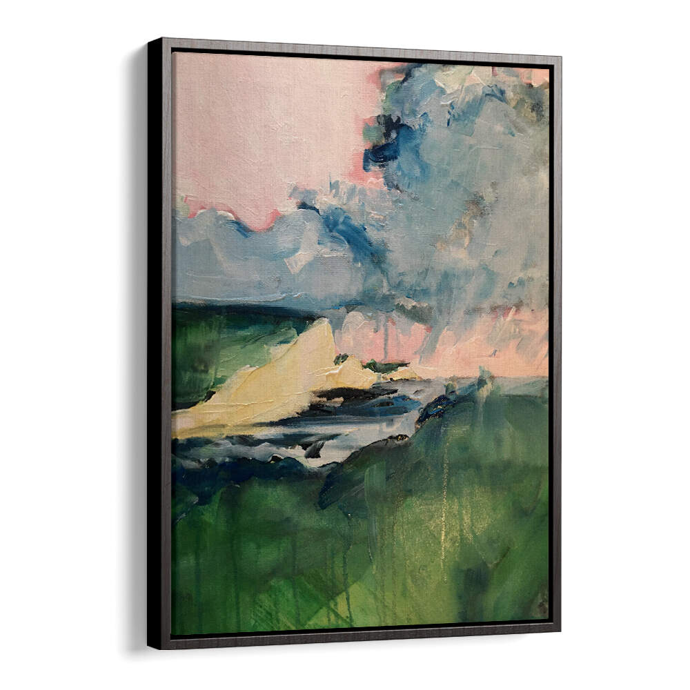 Abstract STORMY HORIZON landscape paintings blend colors to create a captivating oasis for your space.