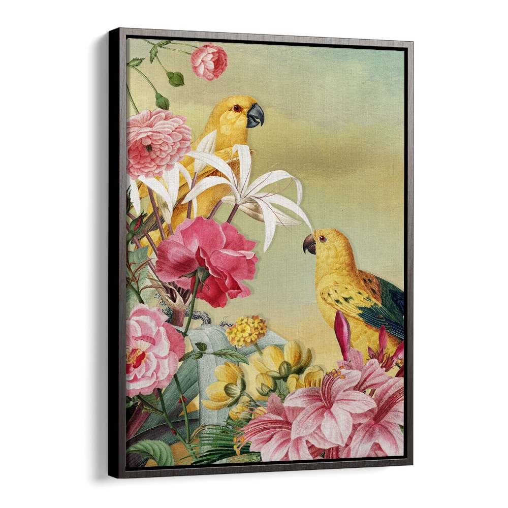 TROPICAL PARROTS AND FLOWERS