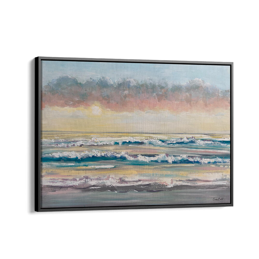 Serene WAVES AT DAWN, BEACH PAINTINGS capturing coastal beauty, perfect for enhancing your living space decor.