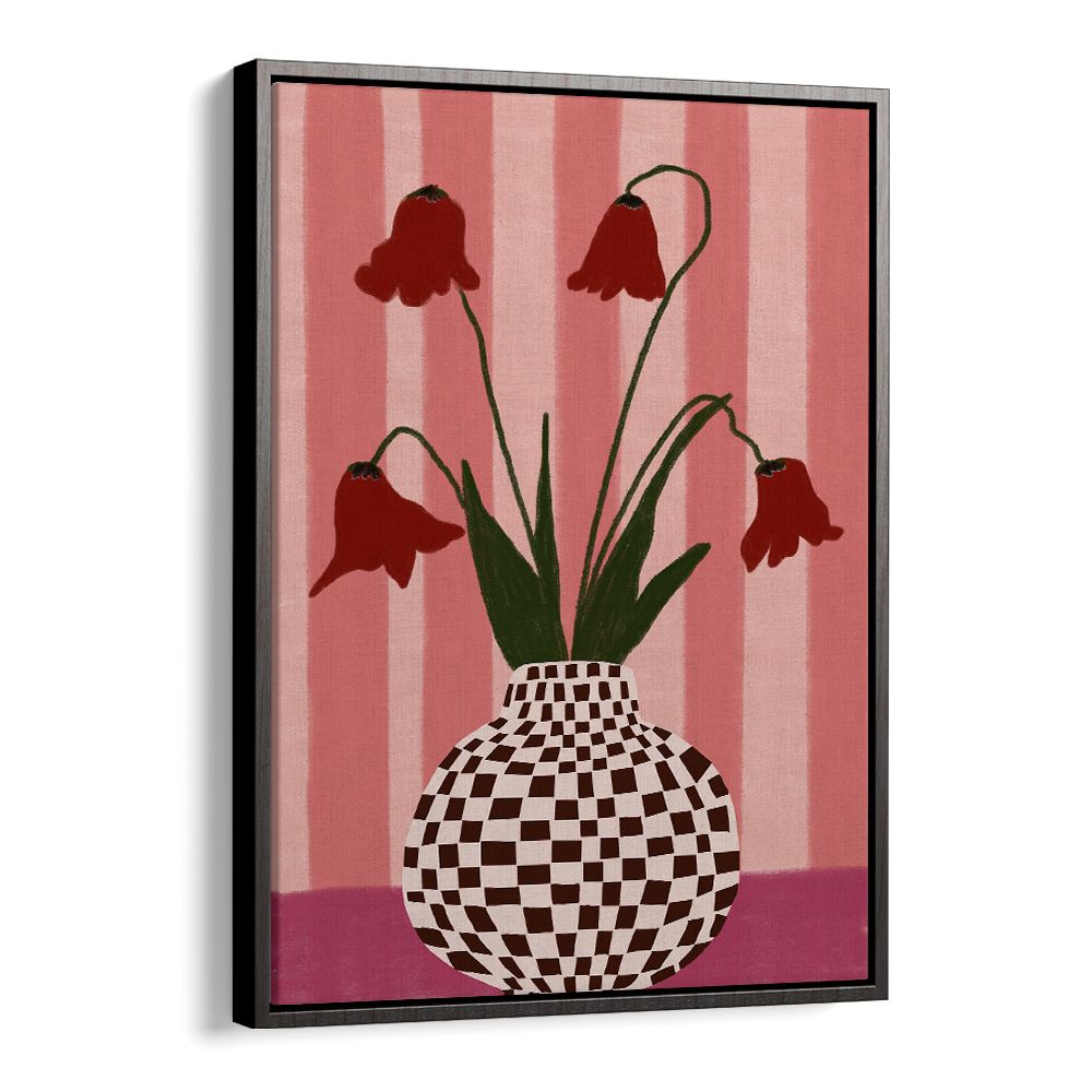 WHIMSICAL FLOWERS CHECKERED VASE