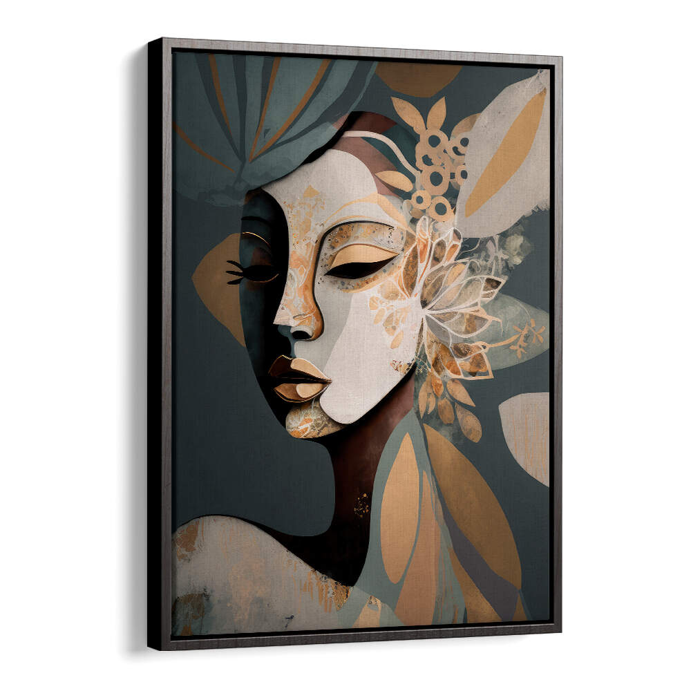 WOMAN FACE PORTRAIT WITH FLORAL ELEMENTS III , PORTRAITS & FIGURATIVE ILLUSTRATIONS