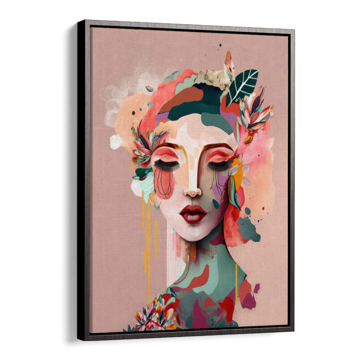 WOMAN FACE PORTRAIT WITH FLORAL ELEMENTS I , PORTRAITS & FIGURATIVE ILLUSTRATIONS