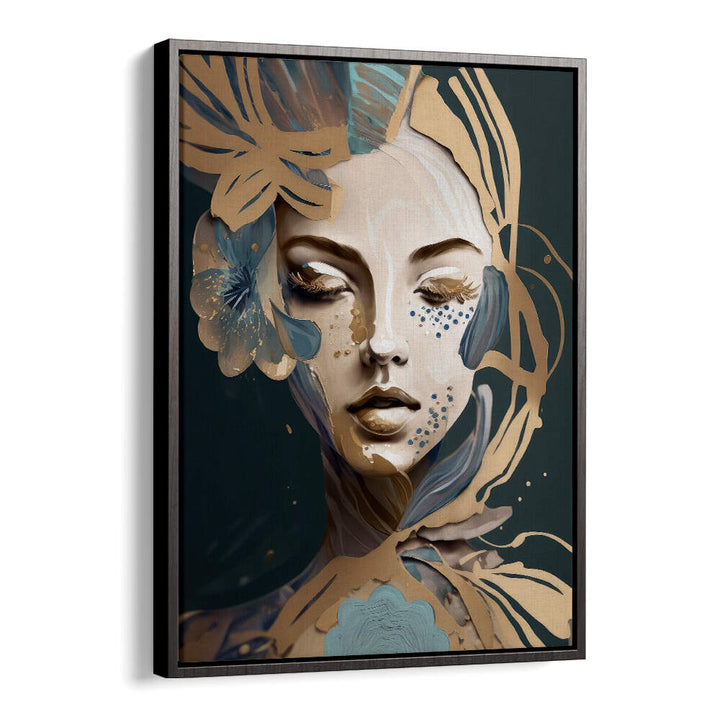 WOMAN FACE PORTRAIT WITH FLORAL ELEMENTS II , PORTRAITS & FIGURATIVE ILLUSTRATIONS