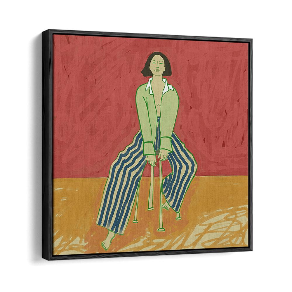 WOMAN IN STRIPED PANTS