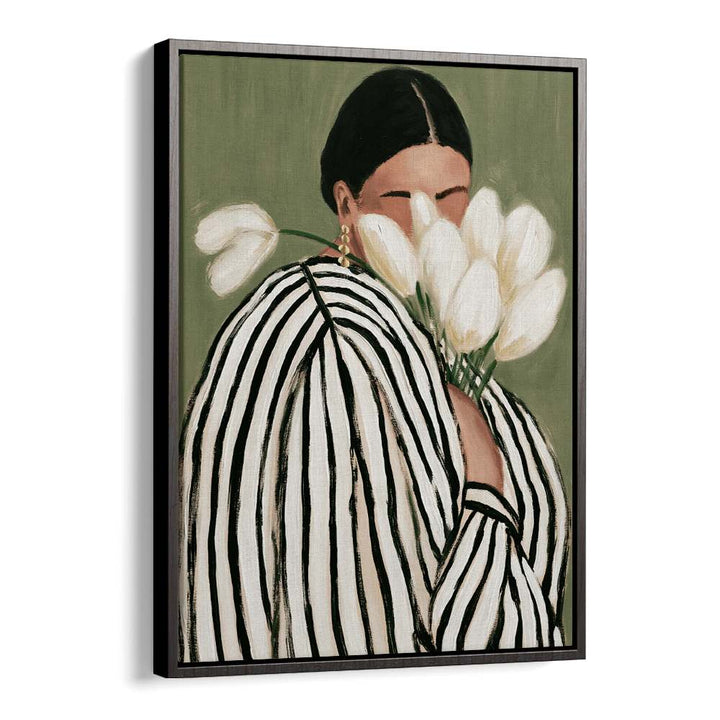 STRIPED WOMAN WITH TULIPS