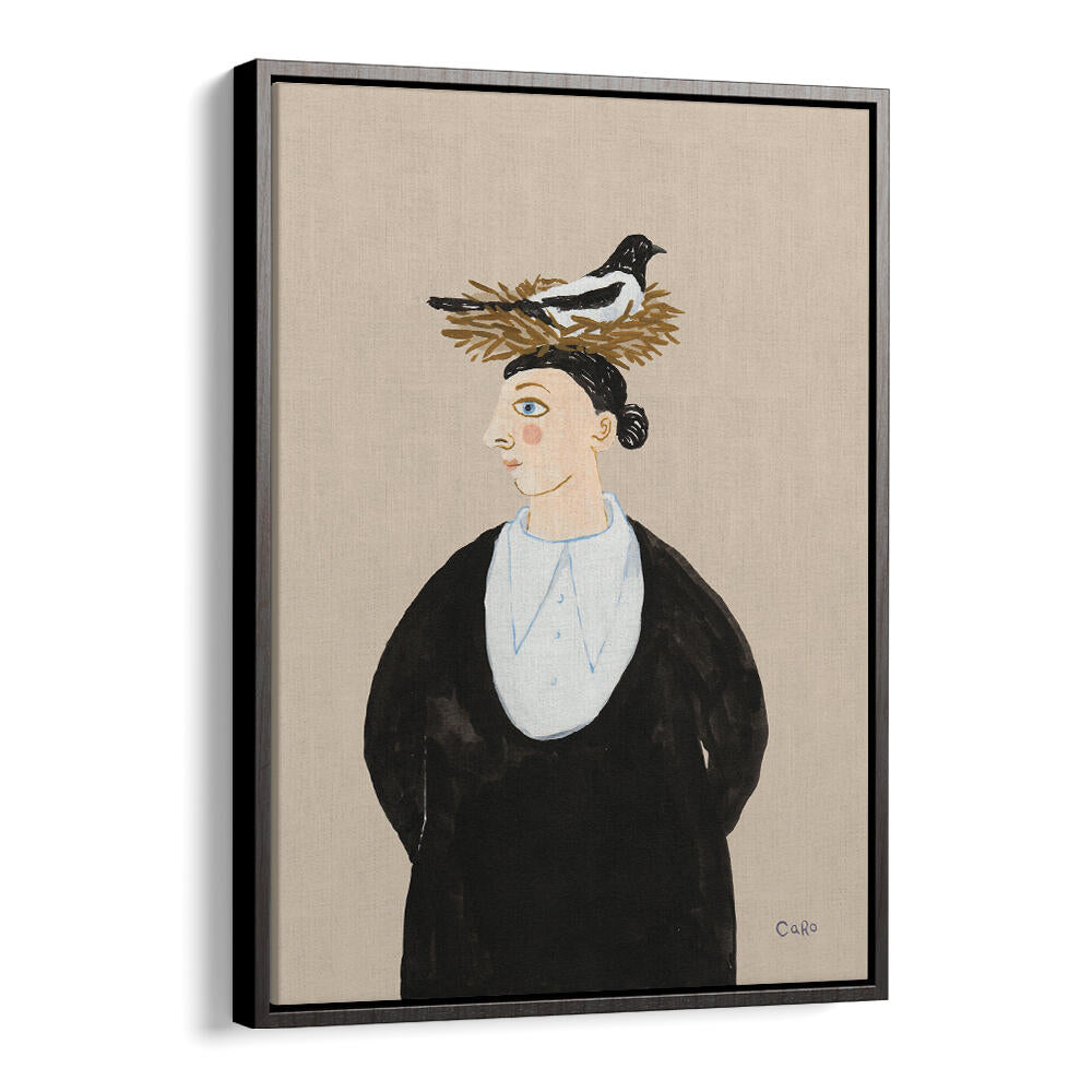 WOMAN WITH MAGPIE , PORTRAITS & FIGURATIVE ILLUSTRATIONS