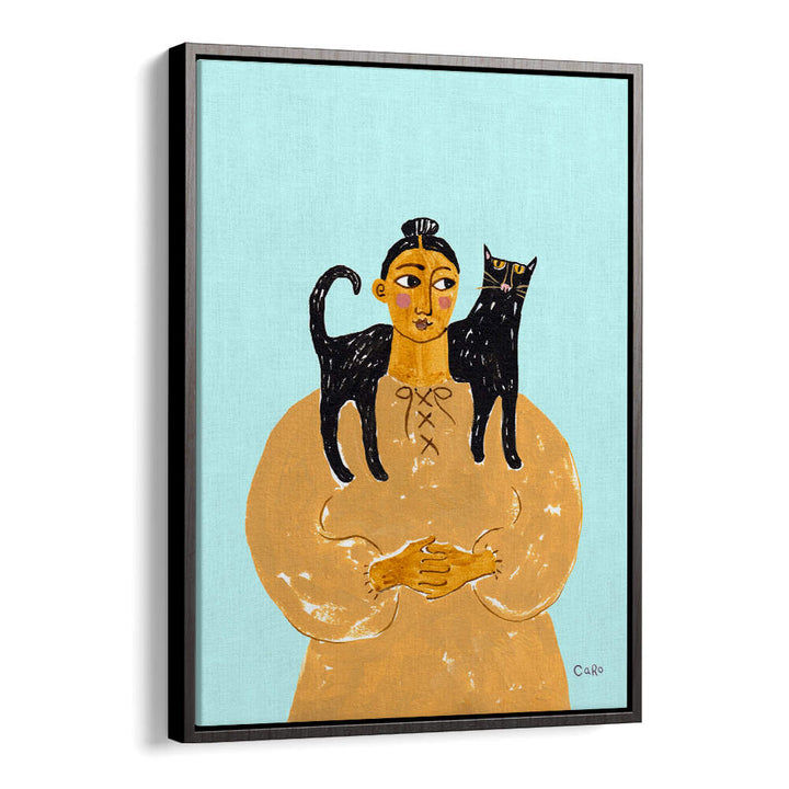 WOMAN WITH CAT , PORTRAITS & FIGURATIVE ILLUSTRATIONS