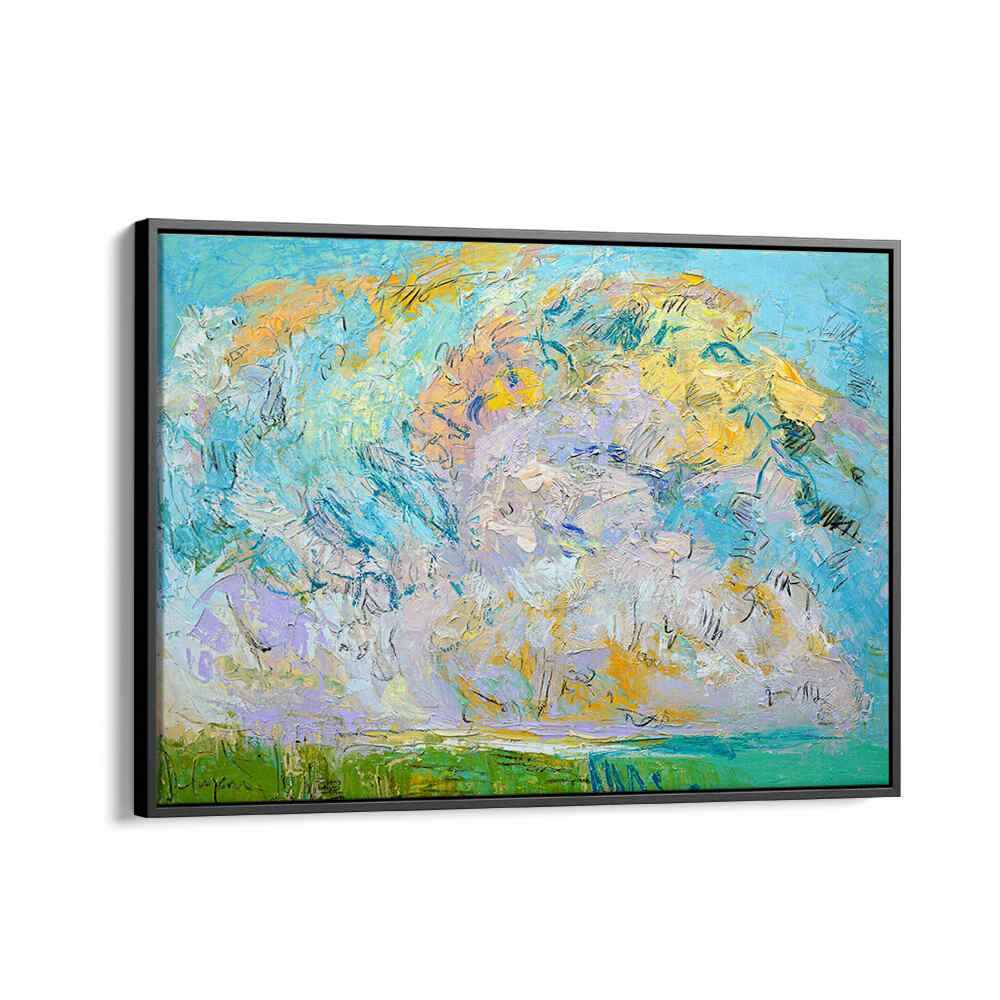 WHIMSICAL CLOUDSCAPE , LANDSCAPE PAINTINGS — Blackfloater textured canvas with dreamy clouds and luminous horizon