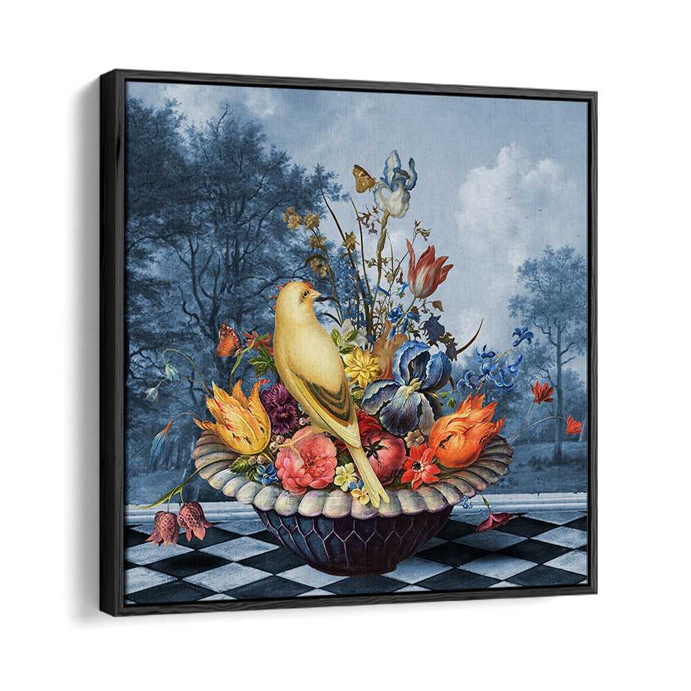 YELLOW BIRD FLORAL STILL LIFE