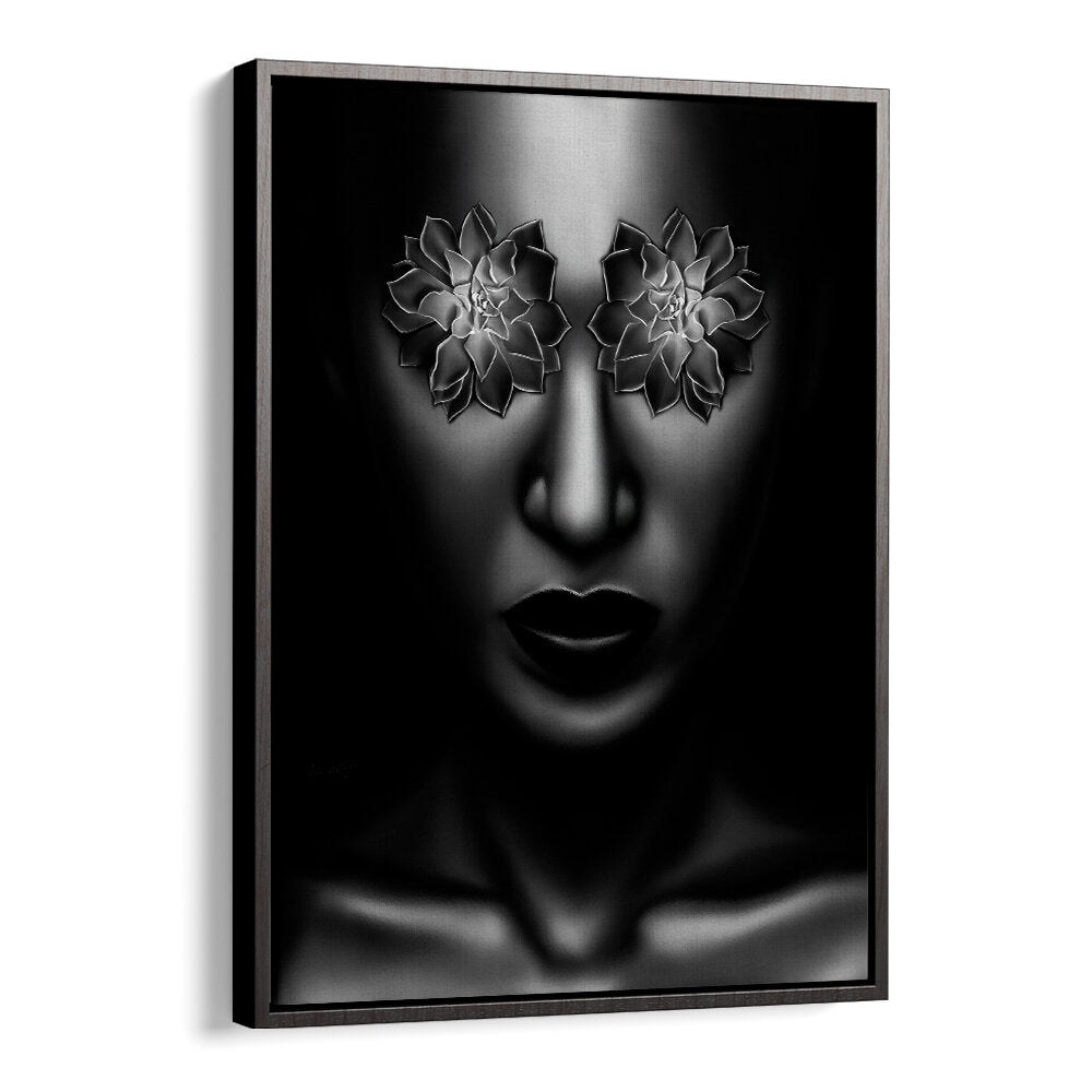Bold black and white YEUX FLEUR, POP ART PAINTINGS featuring floral accents, perfect for modern home decor.