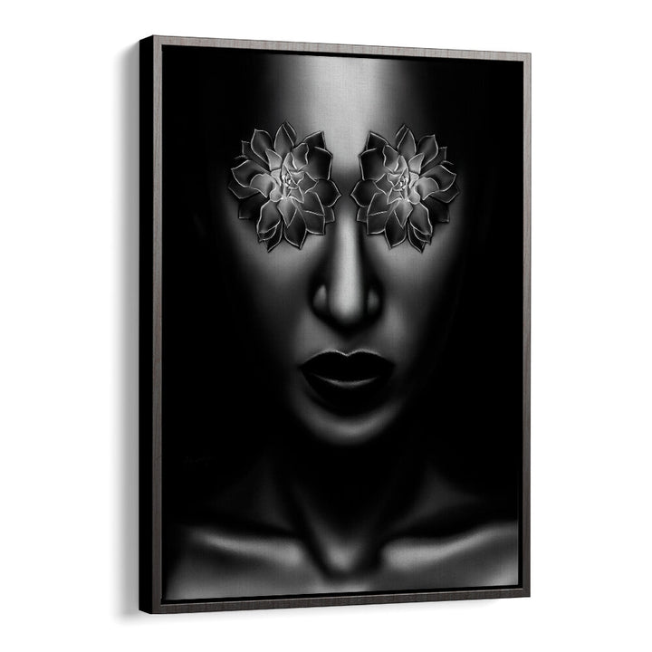 Bold black and white YEUX FLEUR, POP ART PAINTINGS featuring floral accents, perfect for modern home decor.