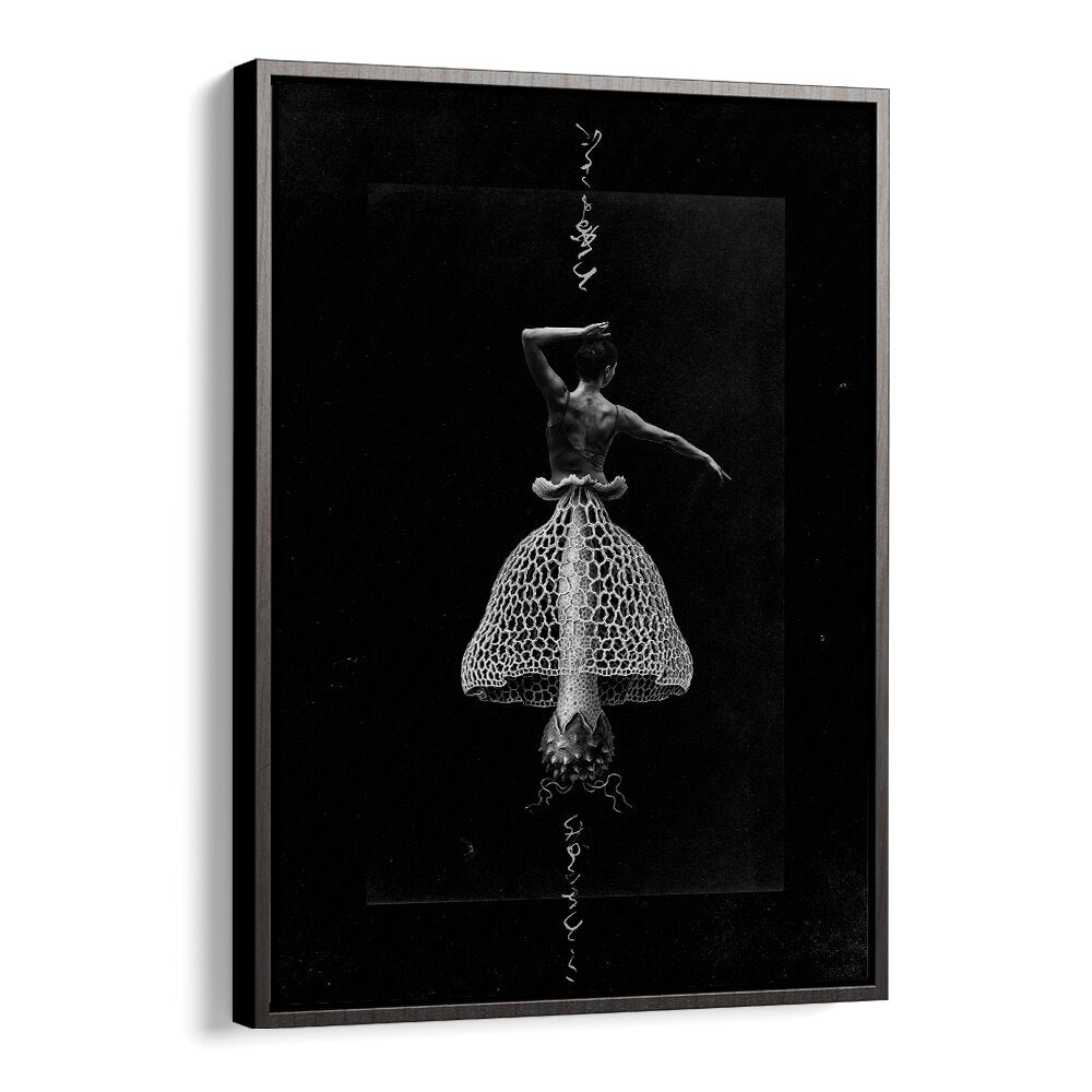 Surreal art print titled "DANCE WITH ME, SURREAL ART PRINTS" featuring a dancer in a unique, flowing dress design.