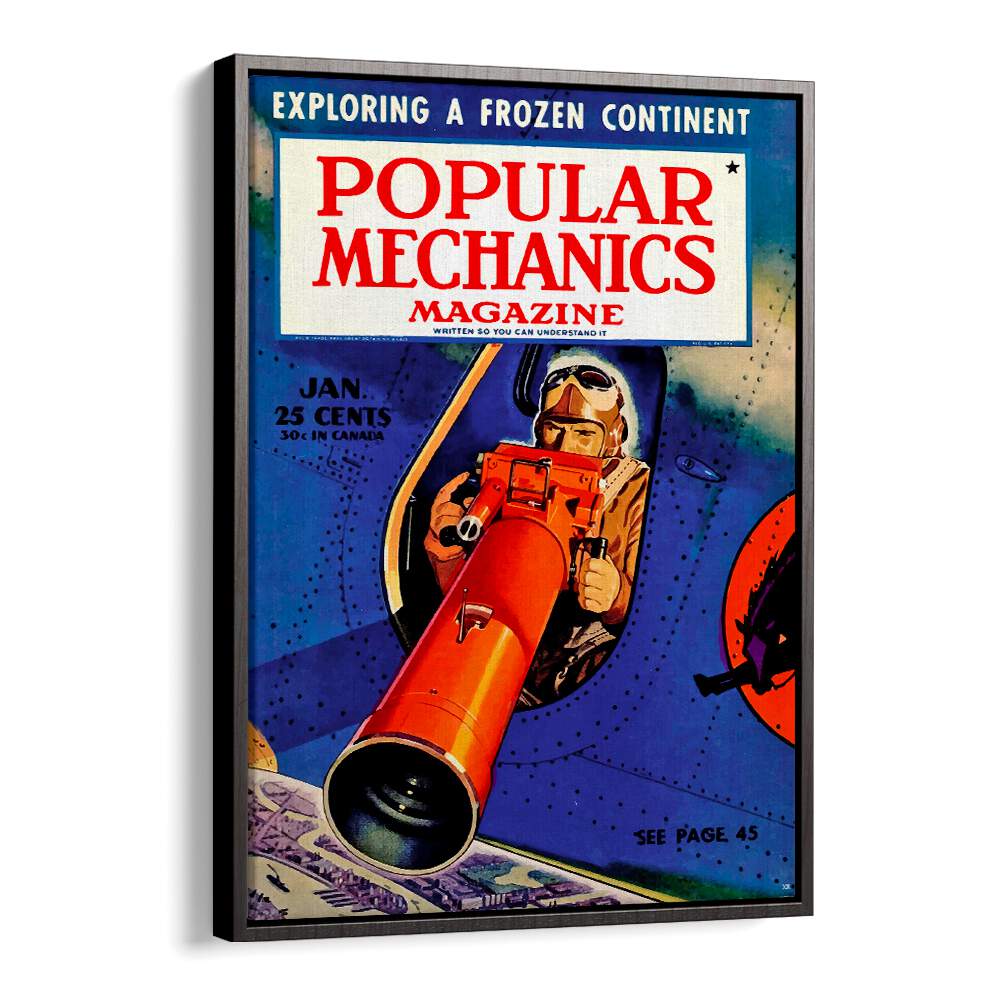 Explore the retro charm of POPLUAR MECHANICS, VINTAGE TRAVEL POSTERS featuring a classic magazine cover design.