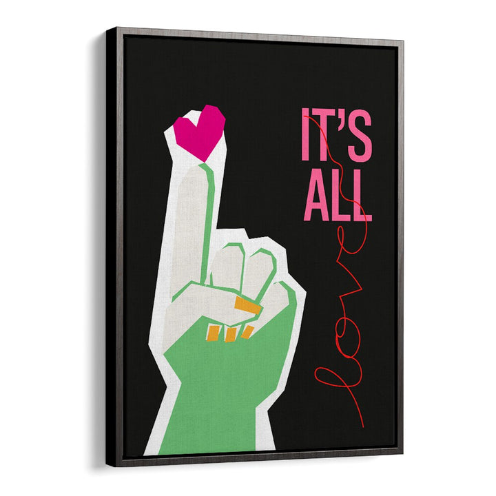 IT'S ALL LOVE HAND GREY , QUOTES AND TYPOGRAPHY POSTERS