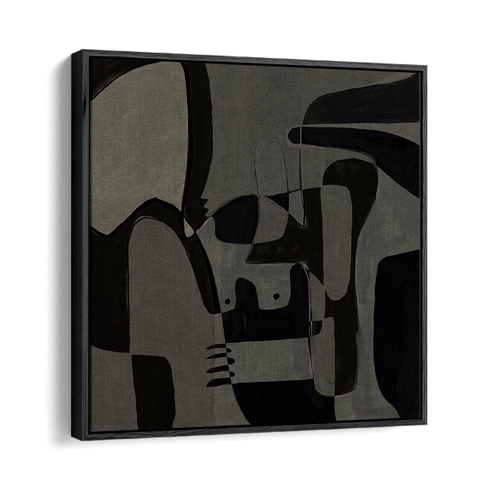 Stunning UNFOLDING I, ABSTRACT PAINTINGS featuring bold shapes in dark tones, perfect for creative inspiration.