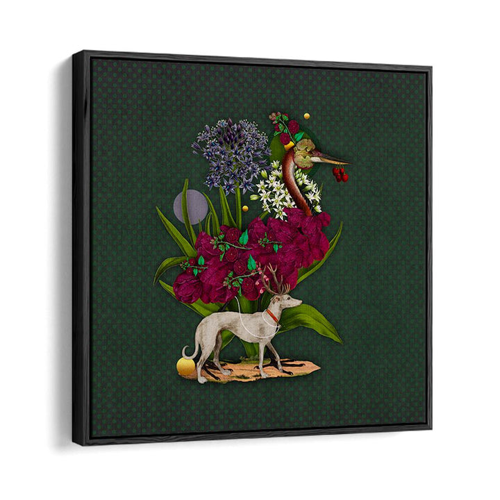 Colorful depiction of animals amidst vibrant florals in ENCHANTED FOREST VII, ANIMAL PAINTINGS for your home decor.