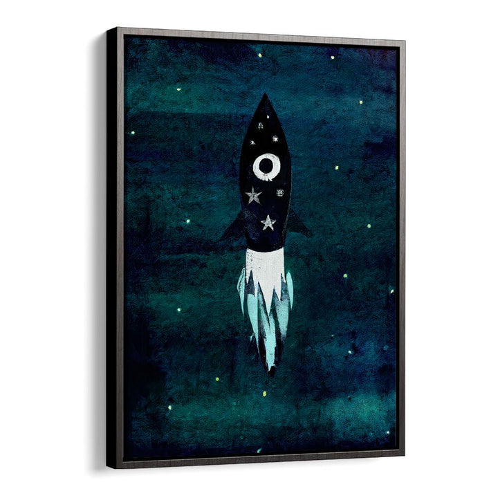 SKY ROCKET HIGH , KIDS ROOM PAINTINGS feature a playful rocket soaring in a starry night sky to inspire creativity.