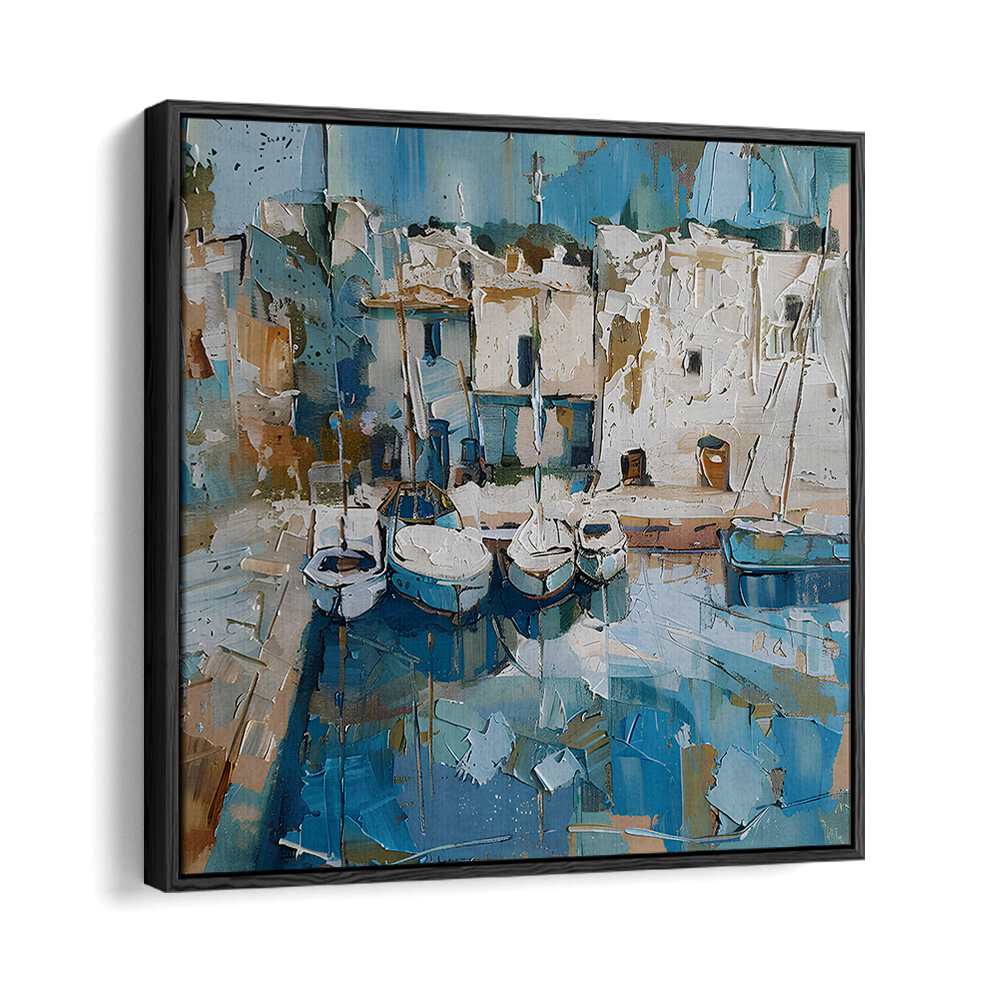 Captivating BOATS IN THE HARBOR MALLORCATHERAPY artwork bringing coastal tranquility to your home decor.