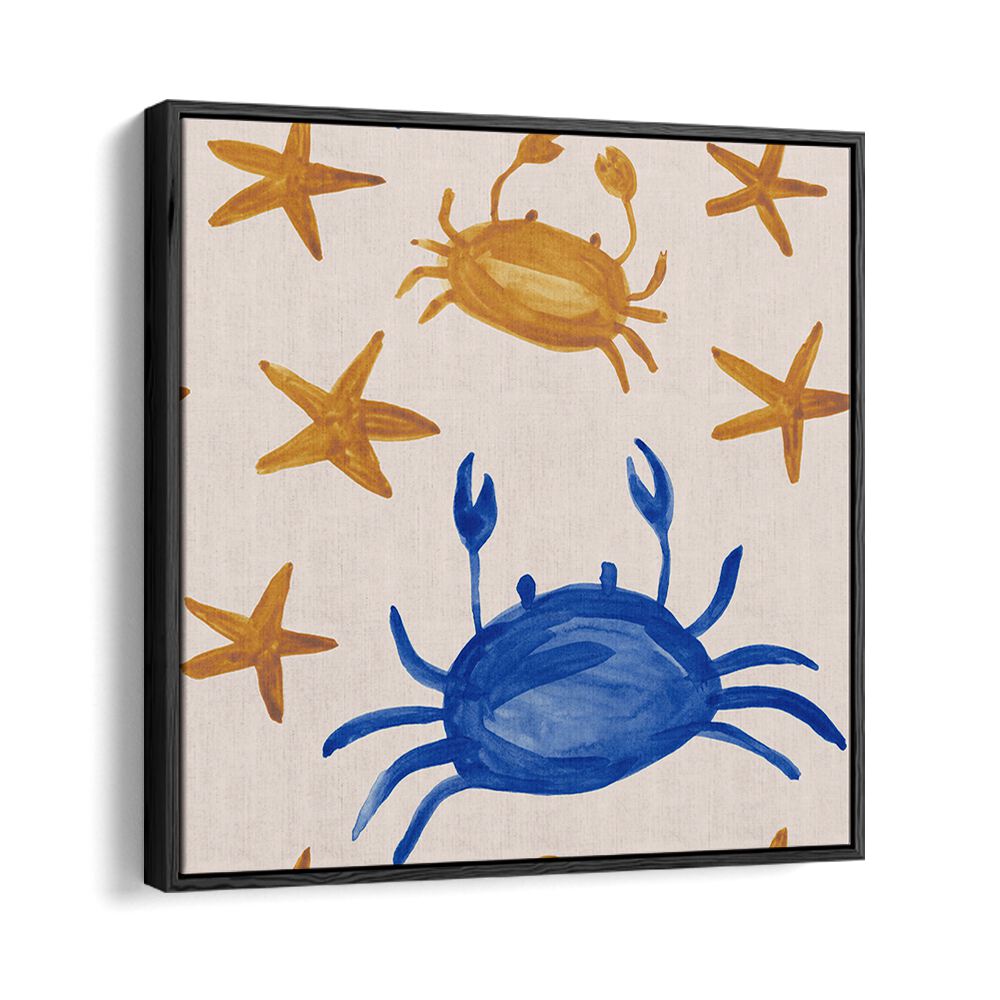 Vibrant WATERCOLOUR TILE XI, KIDS ROOM PAINTINGS featuring playful crabs and stars, perfect for beach-themed decor.