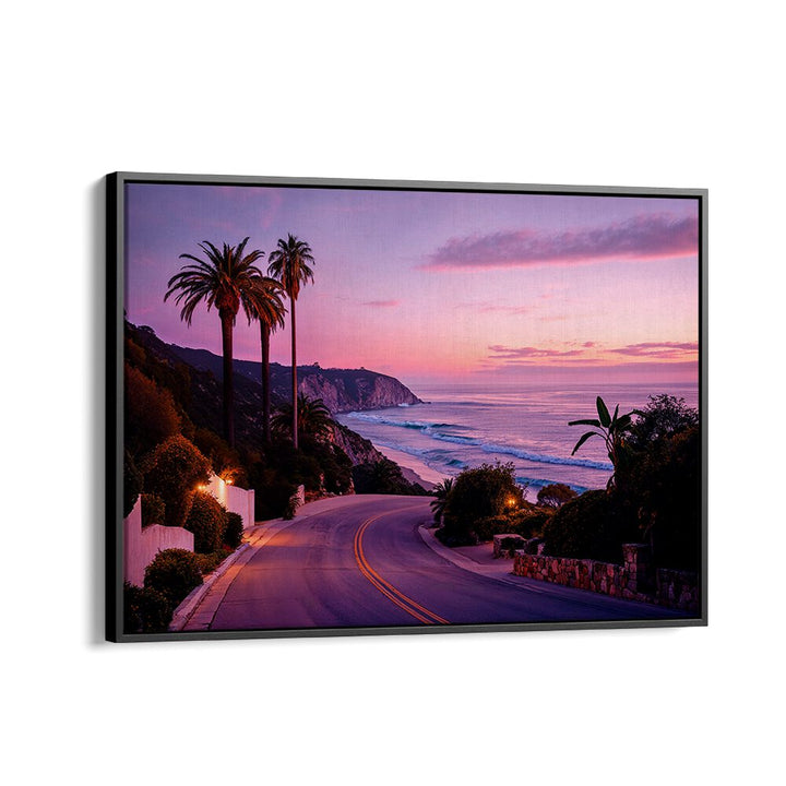Vibrant sunset over L.A Beach Road, showcasing stunning beach paintings by Philippe Hugonnard for coastal allure.