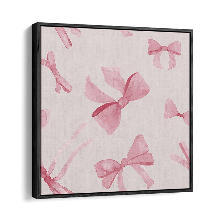 WATERCOLOUR BOWS VIII, KIDS ROOM PAINTINGS showcase charming pink bows on a soft backdrop, perfect for children's decor.
