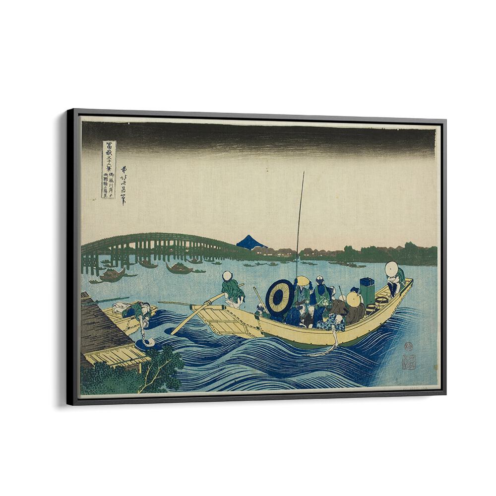 VIEWING SUNSET OVER THE RYOGOKU BRIDGE  BY KATSUSHIKA HOKUSAI, JAPANESE PAINTINGS