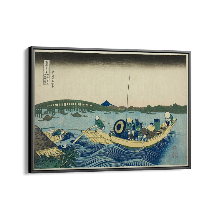 VIEWING SUNSET OVER THE RYOGOKU BRIDGE  BY KATSUSHIKA HOKUSAI, JAPANESE PAINTINGS