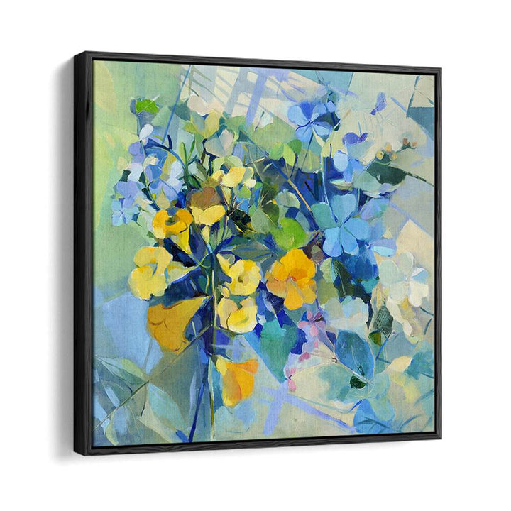 Colorful bouquet in WELLOW OIL, ABSTRACT PAINTINGS style, enhancing any space with vibrant artistry.
