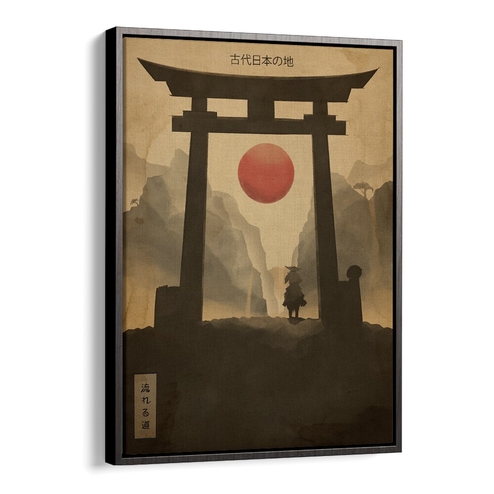 Elegant FLOWING PATH, JAPANESE PAINTINGS design featuring a traditional torii gate and serene landscape. Perfect for any space.