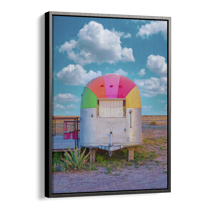 surreal painting - VINTAGE CAMPER TRAILER WITH RAINBOW TOP by Asianmonk