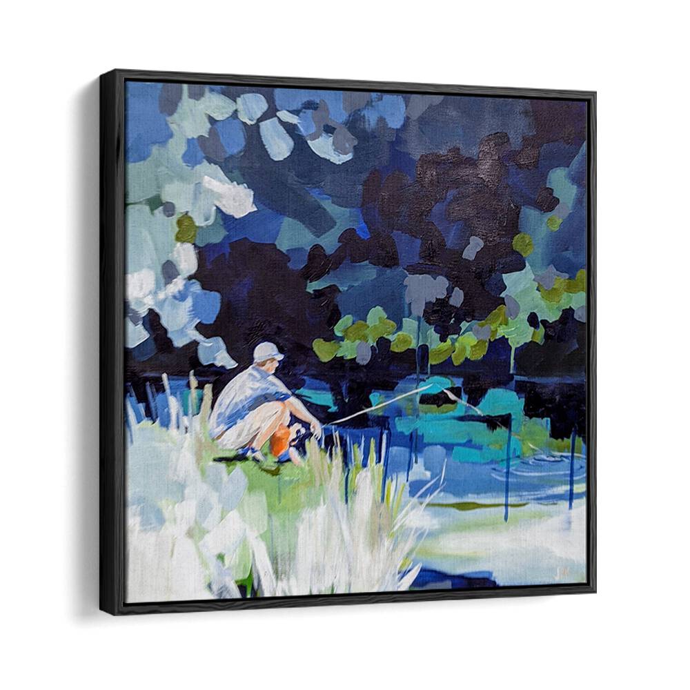 Tranquil GONE FISHIN, BEACH PAINTINGS showcasing a serene fishing scene, perfect for coastal home decor.
