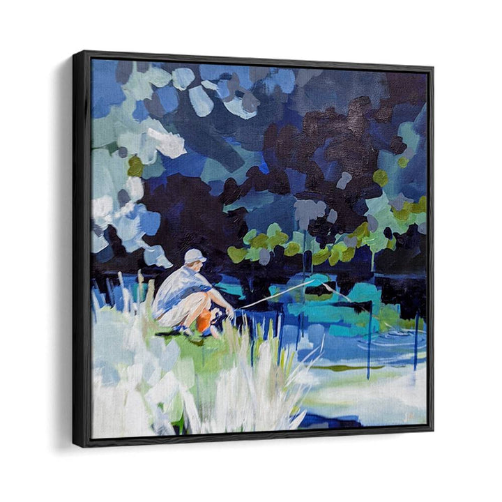 Tranquil GONE FISHIN, BEACH PAINTINGS showcasing a serene fishing scene, perfect for coastal home decor.