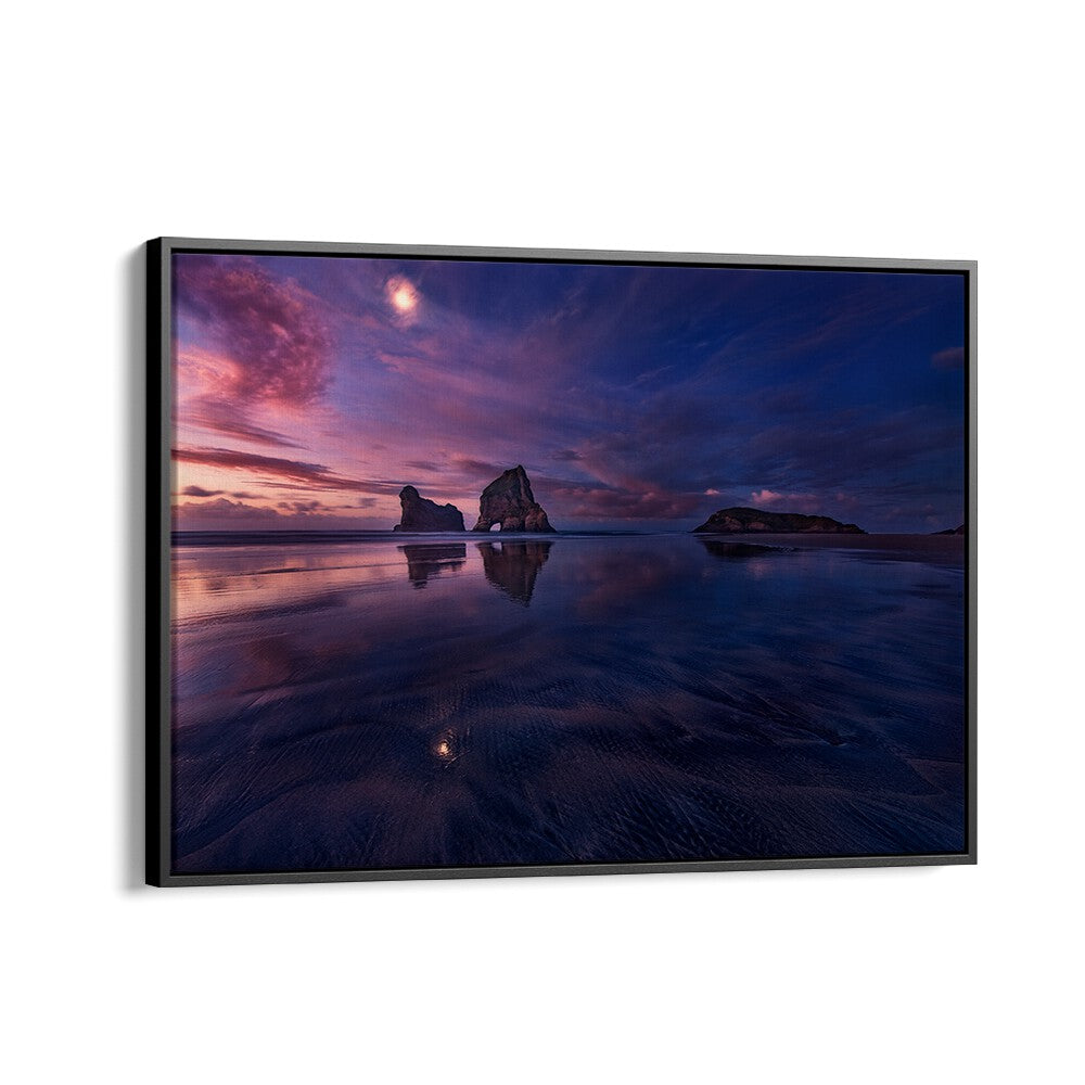 Stunning twilight reflection over the serene landscape in GOLDEN BAY WHEN NIGHT FALLS, PHOTOGRAPHY PRINTS. Perfect for your space!