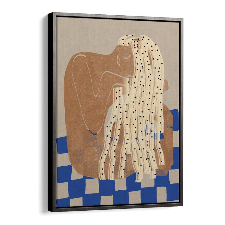 Captivating MOODY GIRL, PORTRAITS artwork featuring an intimate embrace and unique figurative style. Perfect for any space.