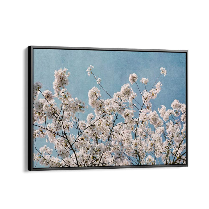 Blooming flowers against a serene blue sky in BLUE SKY BLOSSOMS, FLORAL FLOWER PAINTINGS for a vibrant home decor.