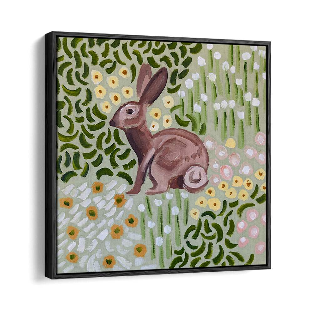 Vibrant COZY CORNER, ANIMAL PAINTINGS featuring a rabbit, perfect for enhancing your abstract wildlife decor.