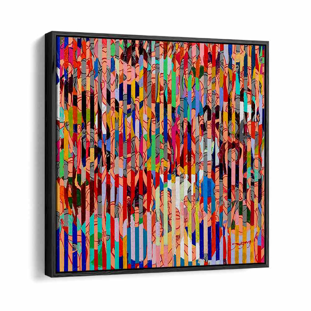 Vibrant STADIUM, ABSTRACT PAINTINGS featuring colorful vertical stripes, perfect for modern decor.