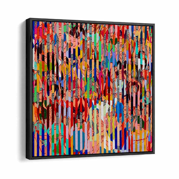 Vibrant STADIUM, ABSTRACT PAINTINGS featuring colorful vertical stripes, perfect for modern decor.