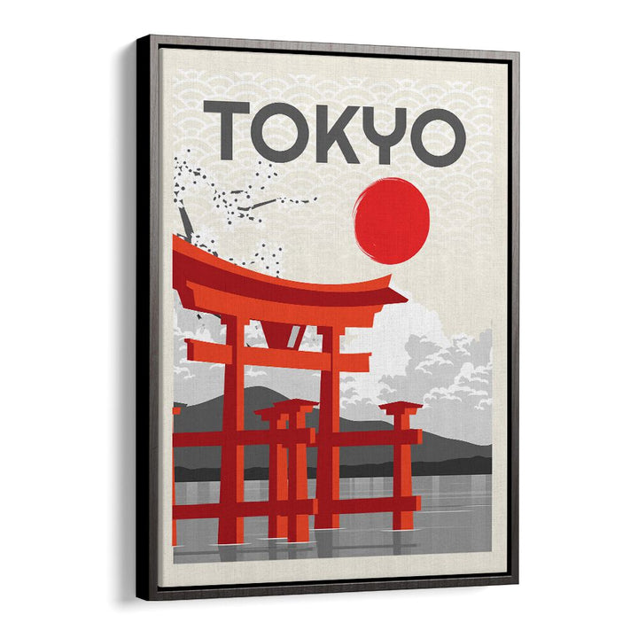 TOKYO SUN, JAPANESE PAINTINGS showcases a vibrant torii gate against a stunning backdrop of Tokyo's landscape.