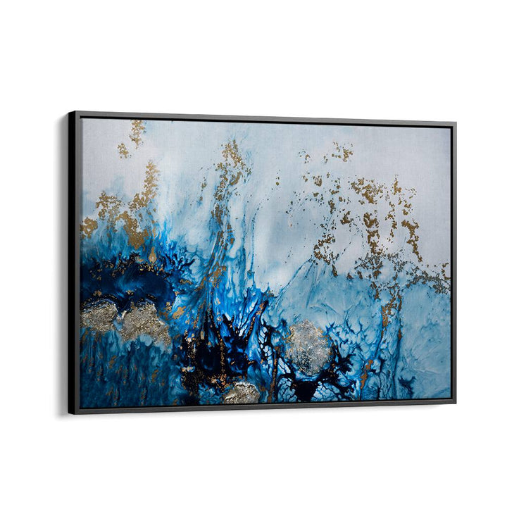 Vibrant blue and gold hues in GENTLY DRIFTING, ABSTRACT PAINTINGS transform your space with contemporary artistry.